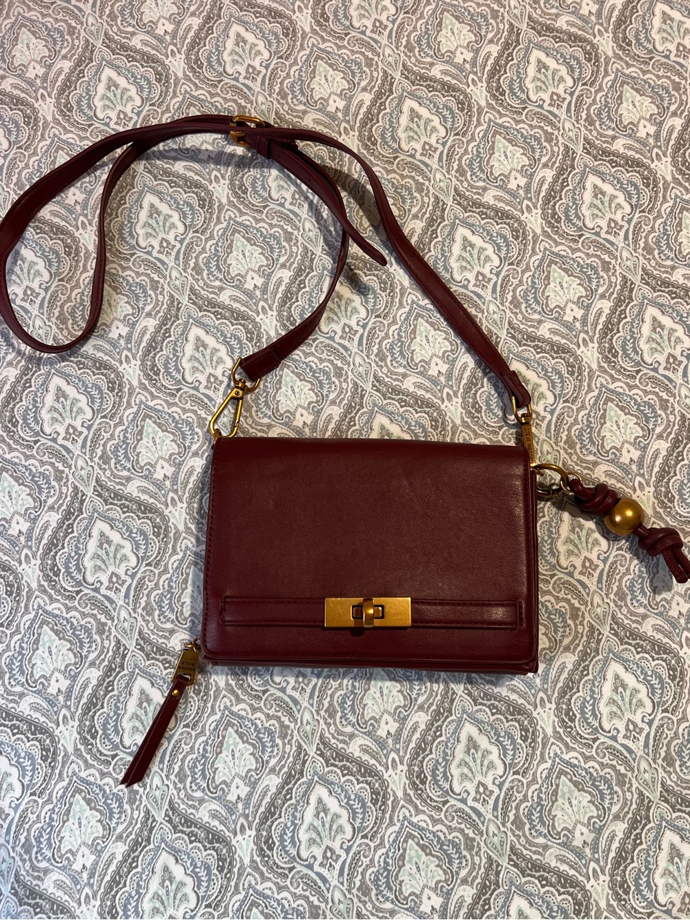 Steve Madden Burgundy Crossbody with Gold Hardware